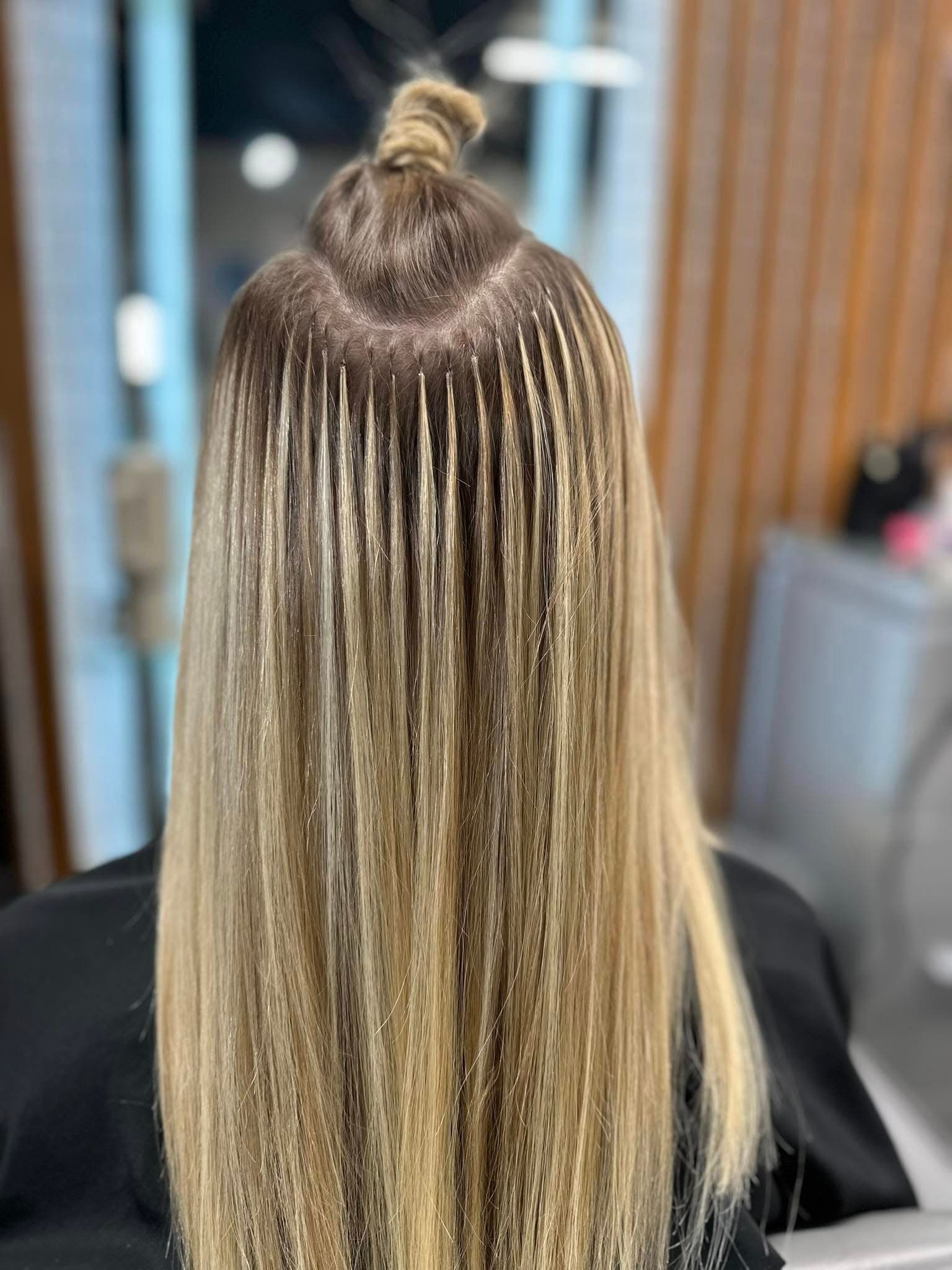 Woman with beautiful long hair extensions